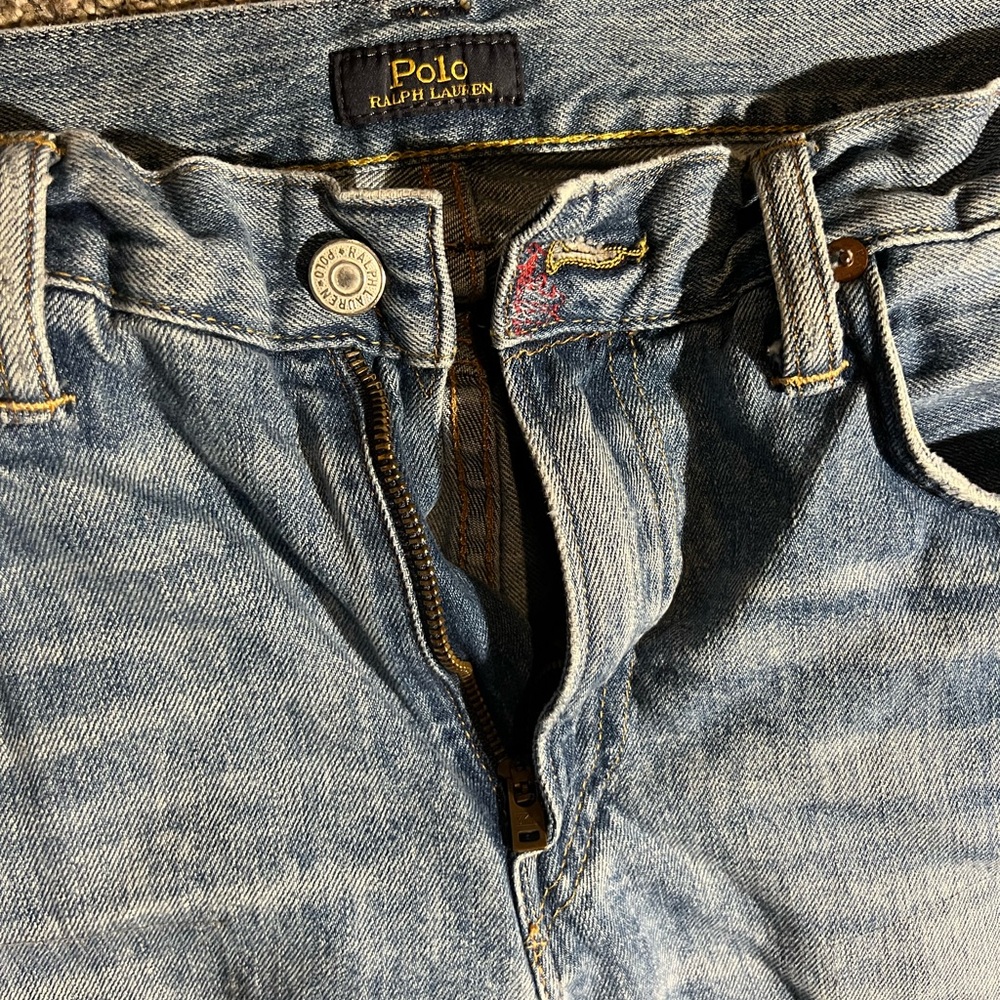 Ralph Lauren Light Blue Denim Jeans with signature patchwork